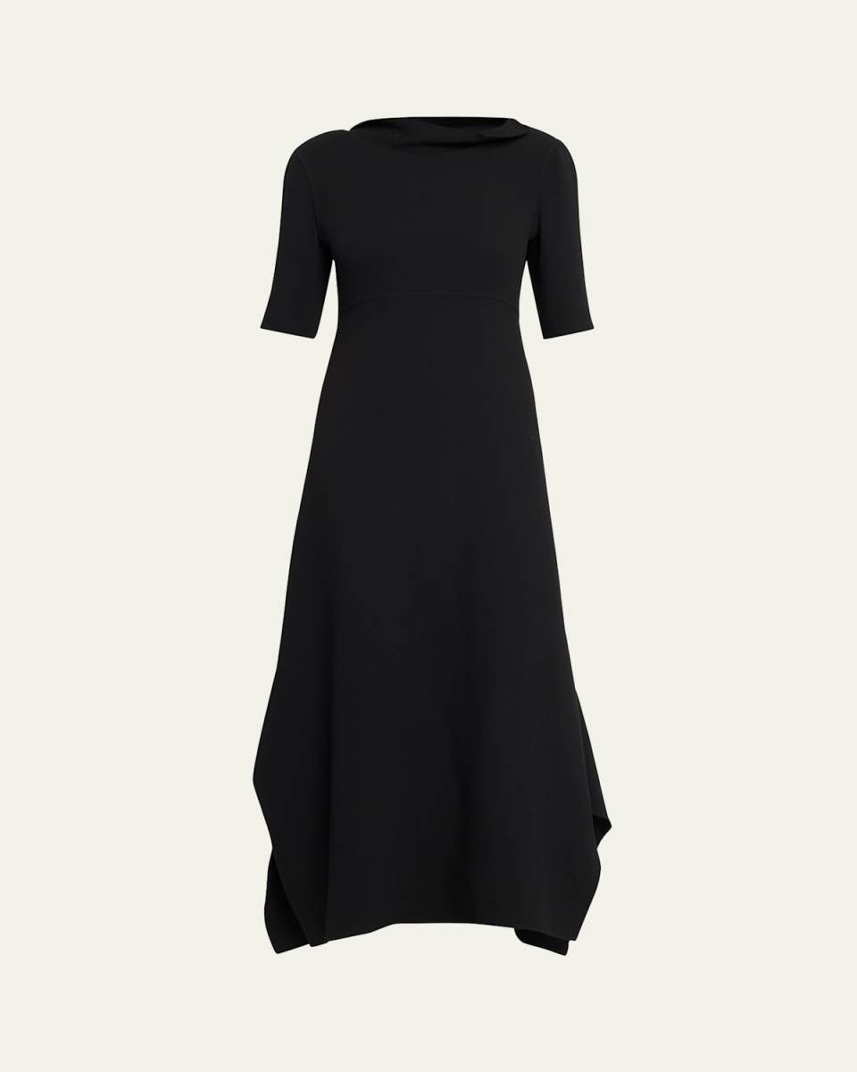 Faede Draped Back Long Silk Dress